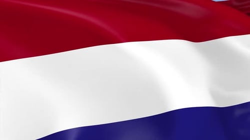 Waving Netherlands Flag Realistic 3D Animation