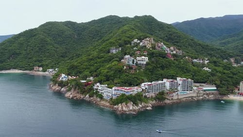 Aerial View of Tropical Coastline Resort