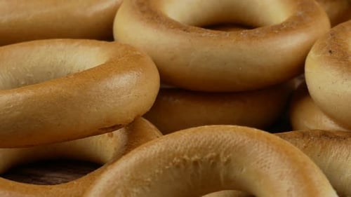 Fresh bread bagel. Russian traditional bakery product.