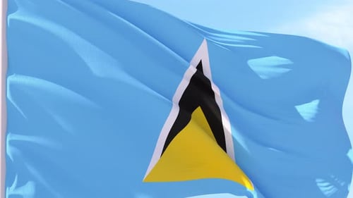 Realistic Saint Lucia Flag Waving In The Wind