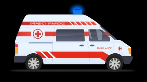 2D Ambulance with Flashing Emergency Lights