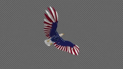 Patriotic Bald Eagle Flying with American Flag Texture
