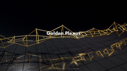 Abstract Golden Geometric Network Pulsating on Reflective Surface