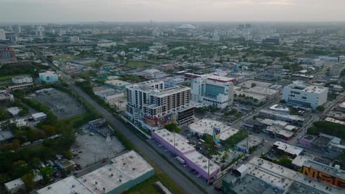Aerial Panoramic View of Buildings in Urban Neighbourhood