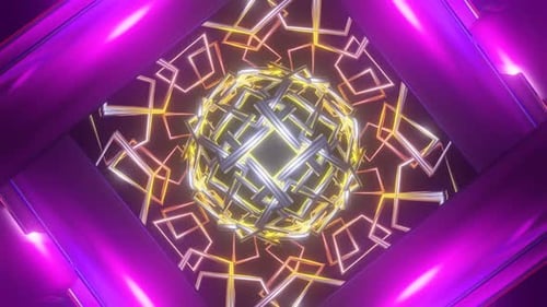 Abstract Rectangle Shape Multicolor Psychedelic Hypnotic Looping Background