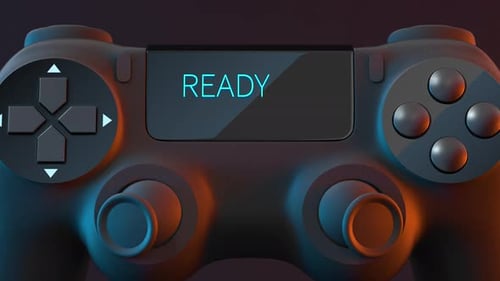 Game pad with "READY GO" on the screen .