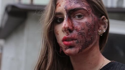 Woman with Zombie Makeup and Special Effects