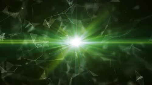 Abstrakte 3D-Technologie mit Schnittpunkten und Partikeln. 4K-Loop