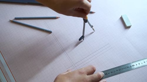 Crop Architect Drawing Circle on Graph Paper
