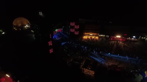 Party Arena And Crowd Night Aerial View 5