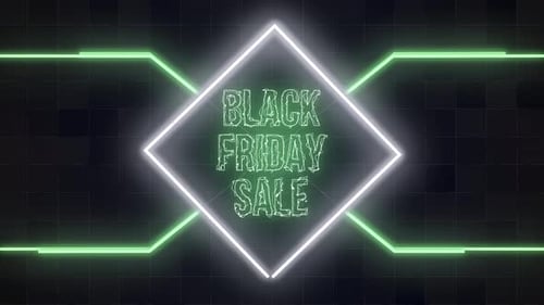 Neon Black Friday Sale Title with Glitch Effect
