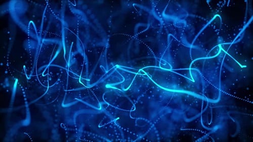 Abstract Glowing Blue Light Trails and Particle Background