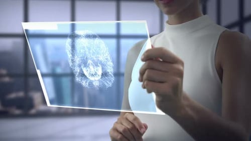 Woman using digital screen