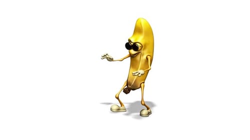 Danse amusante à la banane en boucle sur fond blanc