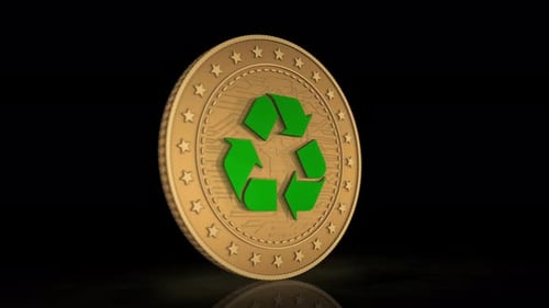 Recycling golden coin 3d