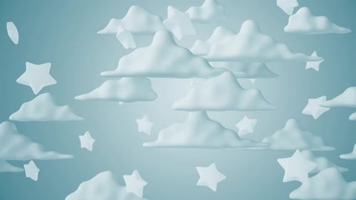 Soft 3D Clouds and Stars Gently Drifting Sky Background