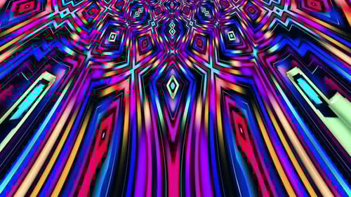 Vibrant Neon Geometric Tunnel Loop Background