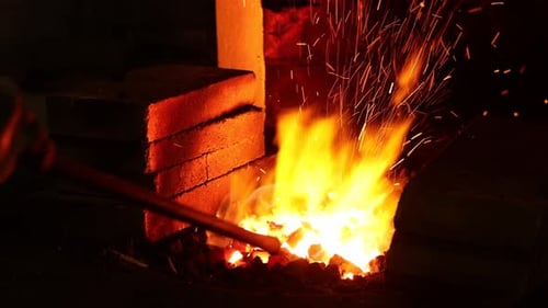 Blacksmith Forge Ignites with Fiery Sparks