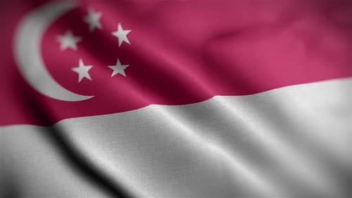 Realistic Singapore Flag Waving Animation