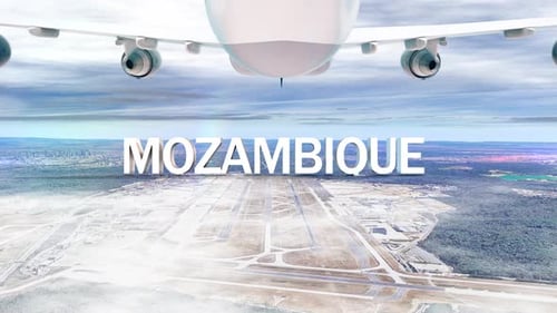 Commercial Airplane Over Clouds Arriving Country Mozambique