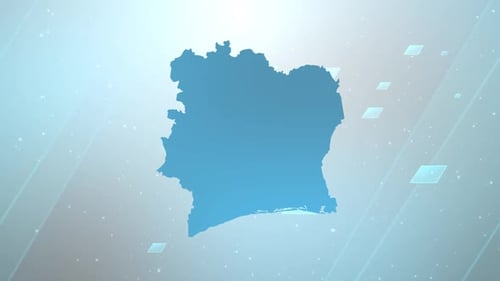 Digital Map Reveal of Ivory Coast with Futuristic Background