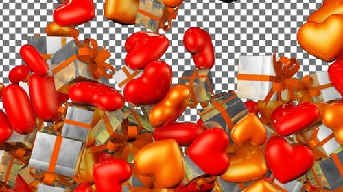 Falling Hearts and Gift Boxes Celebration Reveal