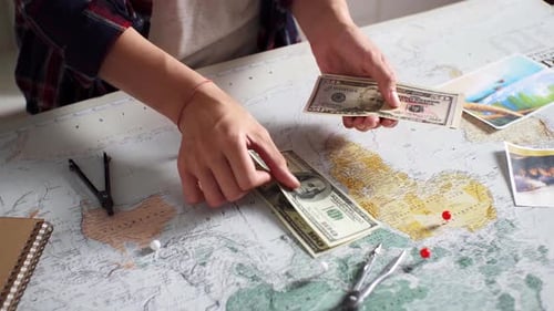 Counting Cash for Travel Planning on World Map
