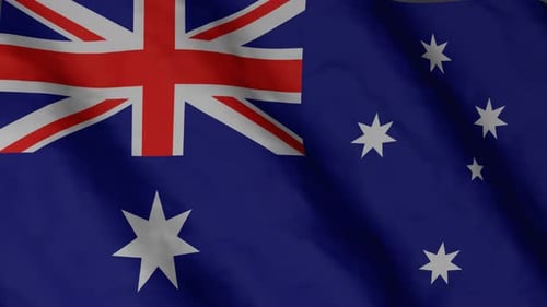 Australian flag waving in the wind.