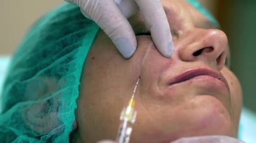Close Up of Facial Injection Procedure
