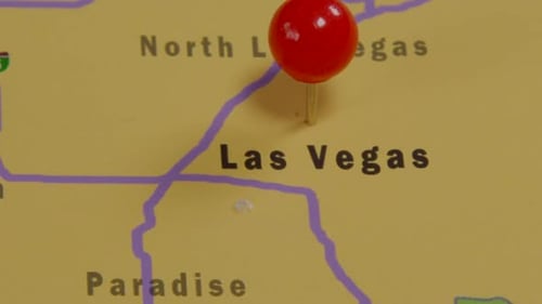 Red Push Pin on Map of Las Vegas
