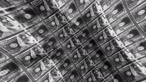 Abstract Flow of Inverted US Dollar Bills Animation