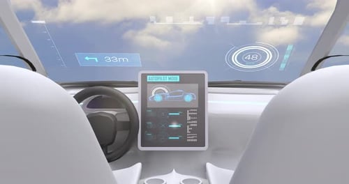 Video game simulation screen showing car cockpit driving in the sky