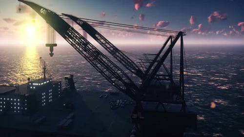 Oil Platform at Sunset