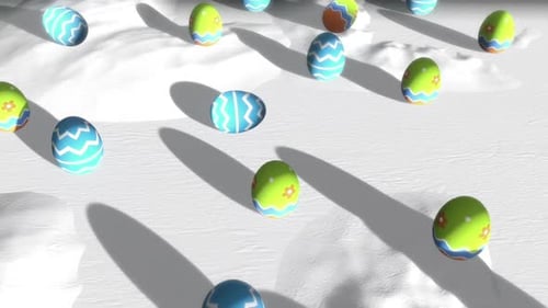 Colorful Animated Easter Eggs Rolling Background Loop