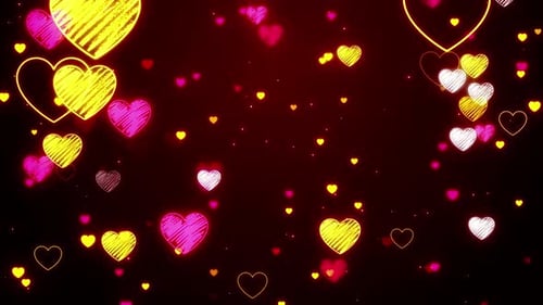 Valentine Neon Hearts 01 4k