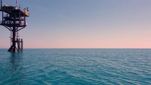 Navigating backward from gas offshore platform or oil rig in open adriatic sea