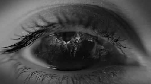 Eye Opening with Glitching Horror Reflections