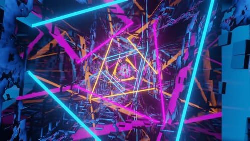 Abstract Flying in Futuristic Corridor Seamless Loop Background