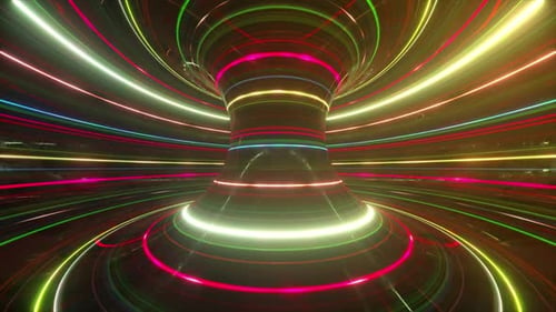 Glowing Futuristic Light Tunnel with Neon Lines Background