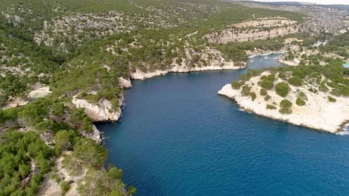 Drone footage of calanque in Cassis, south of France