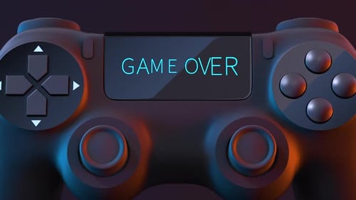Game pad with "game over" on the screen.