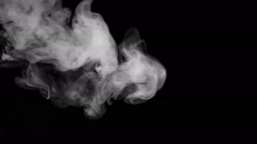 Abstract White Smoke Rising on Black Background