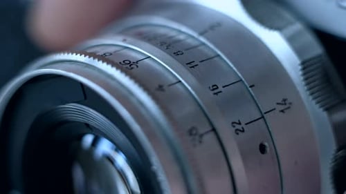 Close Up of Vintage Camera Lens Details