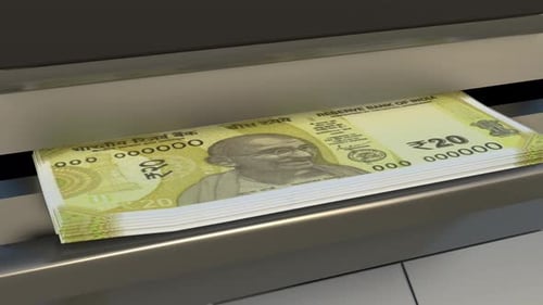 Realistic Indian Rupee Money Dispenser Animation