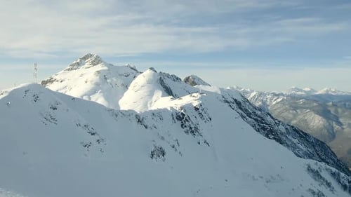 Snowy Mountain Range Aerial View