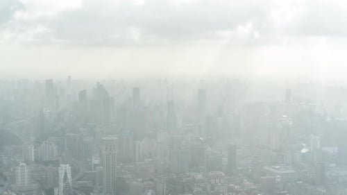Timelapse of city skyline in Shanghai china