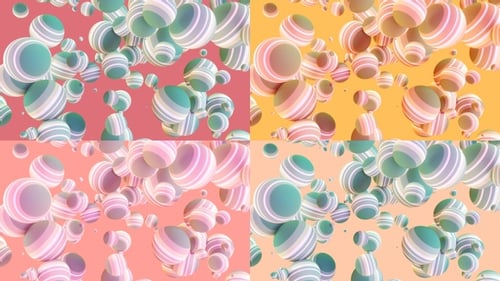 Colorful Striped Spheres Floating Abstract Background Loop
