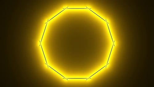 Glowing Surfaces of Yellow Light Rotate and Illuminate