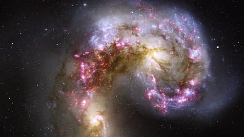Dynamic Interacting Spiral Galaxies Animation in Deep Space