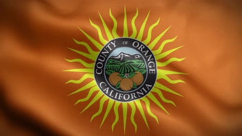 Orange County California Usa Flagge Loop-Hintergrund 4K